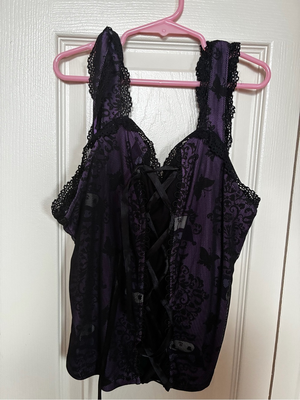 Kuromi Lace-Trim Purple and Black Camisole Top